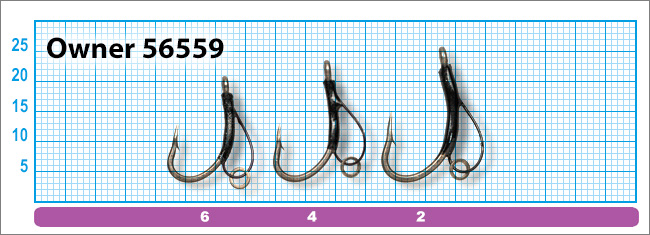 Размеры крючков Owner 56559 Carp Taff D-Rig