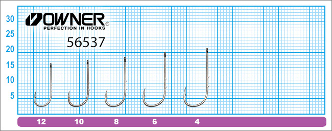 Размеры крючков Owner 56537 Worm BH-Round