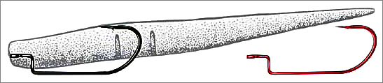 Вариант оснащения крючков Offset Shank Wide Gap