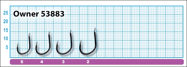Размеры крючков Owner 53883 Iseama