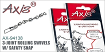 AX-94138 3-Joint Rolling Swivels W/ Safaty Snap